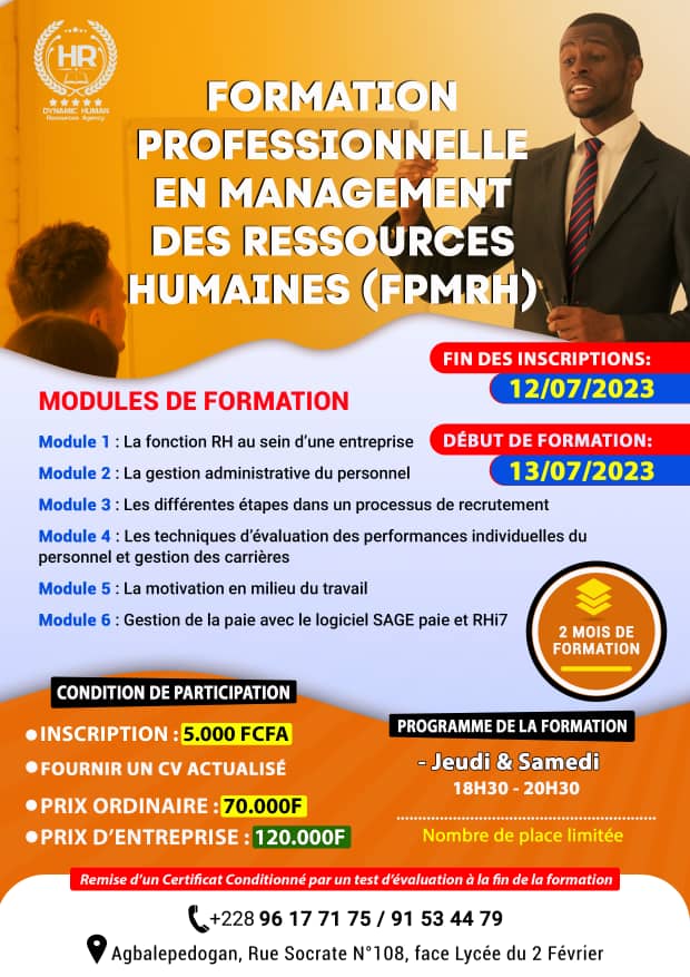 FORMATION PROFESSIONNELLE EN MANAGEMENT DES RESSOURCES HUMAINES (FPMRH)