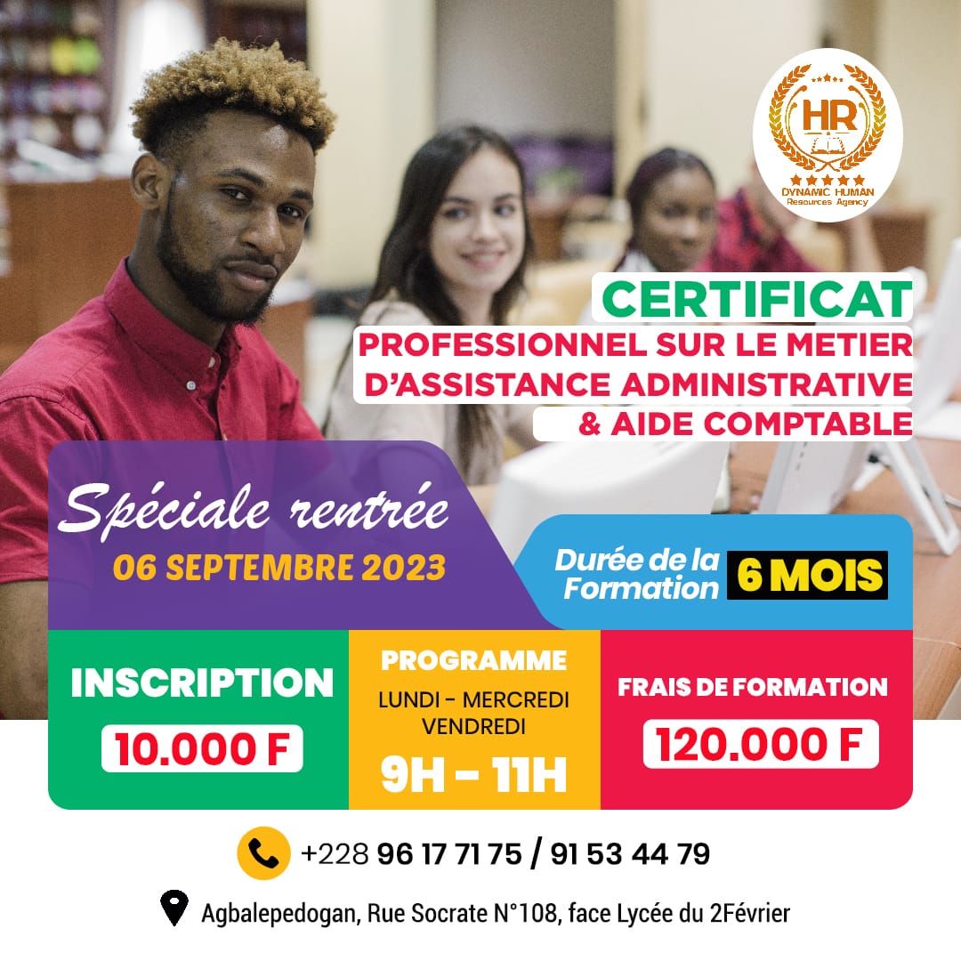 CERTIFICAT PROFESSIONNEL SUR LE METIER D’ASSISTANTE ADMINISTRATIVE & AIDE COMPTABLE