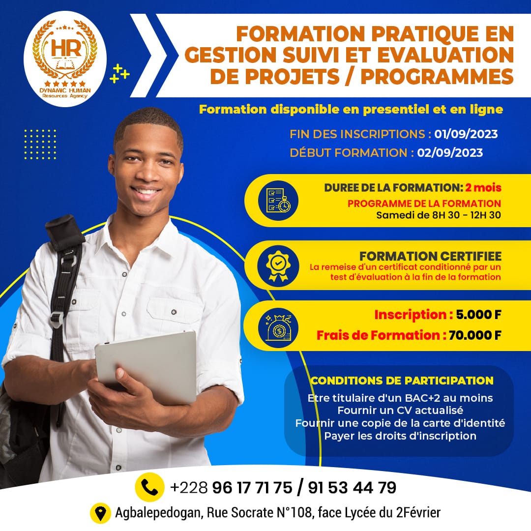 FORMATION PRATIQUE EN GESTION, SUIVI ET EVALUATION DE PROJETS/PROGRAMMES