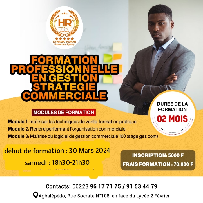 FORMATION PROFESSIONNELLE EN GESTION STRATEGIE COMMERCIALE (1ere Edition 2024)